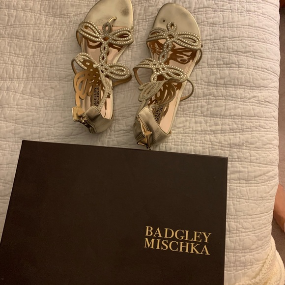 Badgeley Mischka rhinestone gold sandals - Picture 3 of 4
